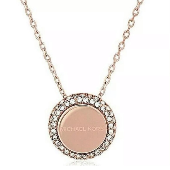 MICHAEL KORS MKJX6180791 BRILLIANCE PAVE' ROSE GOLD-TONE NECKLACE MSRP $85.00 - Picture 3 of 6